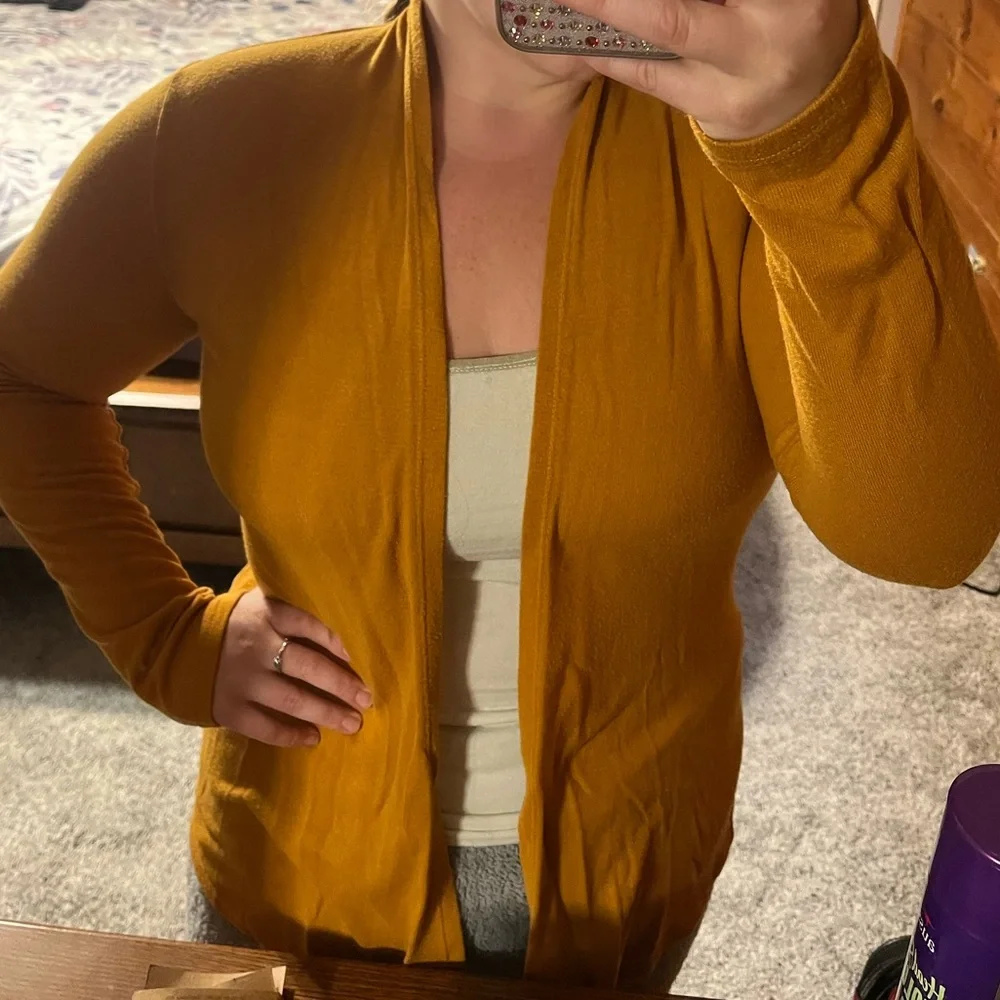 Market & Spruce Golden Open Front Cardigan - Picture 4 of 4